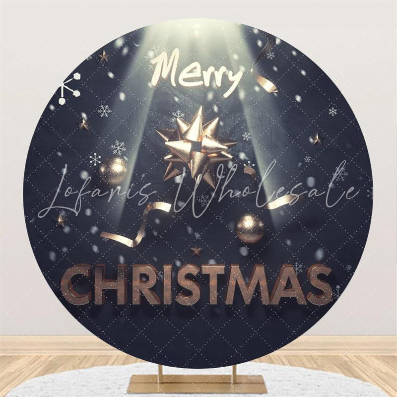 Lofaris Black And Light Round Merry Christmas Party Backdrop