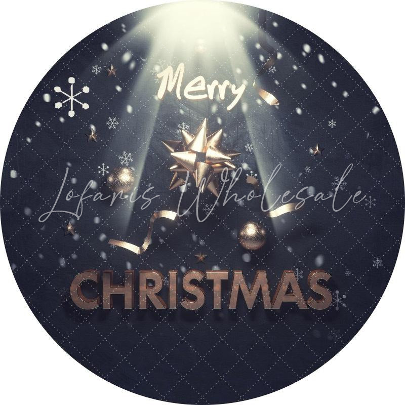Lofaris Black And Light Round Merry Christmas Party Backdrop