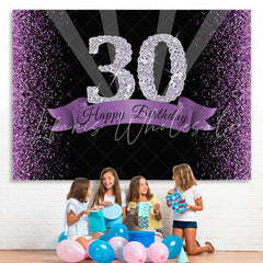Lofaris Black and Purple Bokeh Diamond 30th Birthday Backdrop