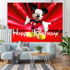 Lofaris Black And Red Theme Mouse Happy Birthday Backdrop For Kids