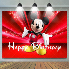 Lofaris Black And Red Theme Mouse Happy Birthday Backdrop For Kids