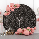Lofaris Black And Silver Geometric Patterns Round Backdrop