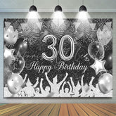 Lofaris Black And Silver Glitter Balloons 30th Birthday Backdrop