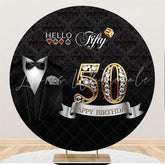 Lofaris Black And Silver Round 50th Birthday Backdrop For Man