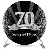 Lofaris Black And Silver Seventy and Fabulous Birthday Backdrop