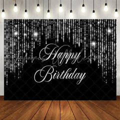 Lofaris Black And Slivery Sparkling Happy Birthday Backdrop