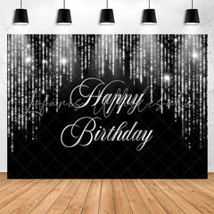 Lofaris Black And Slivery Sparkling Happy Birthday Backdrop