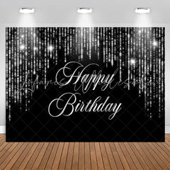 Lofaris Black And Slivery Sparkling Happy Birthday Backdrop