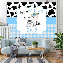 Lofaris Black And White Cow 1st Happy Birthday Party Backdrop