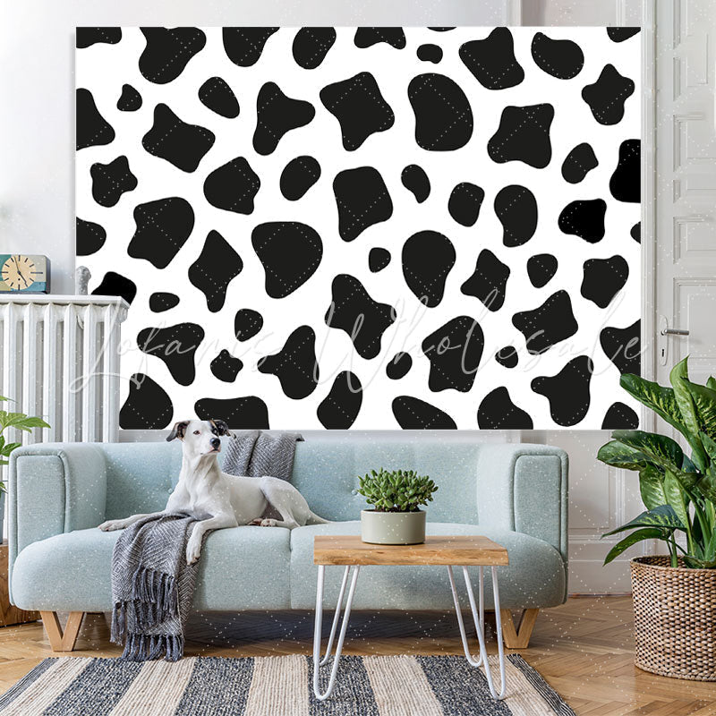 Lofaris Black and White Cow Backdrop for Kids Birthday Party