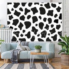 Lofaris Black and White Cow Backdrop for Kids Birthday Party