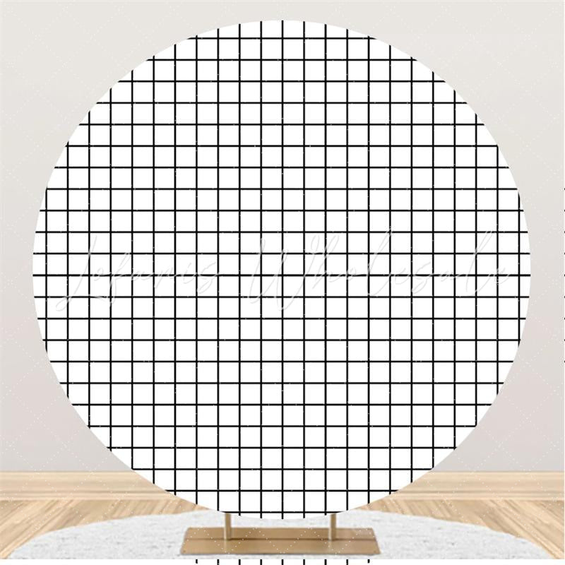 Lofaris Black And White Lattice Baby Shower Round Backdrop