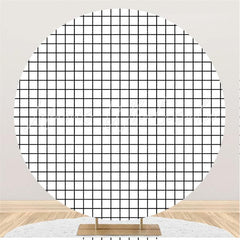 Lofaris Black And White Lattice Baby Shower Round Backdrop