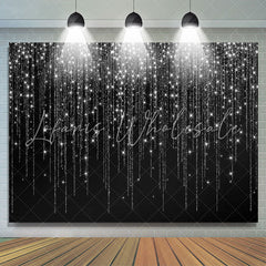 Lofaris Black And White Line Glitter Happy Birthday Backdrop