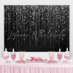 Lofaris Black And White Line Glitter Happy Birthday Backdrop