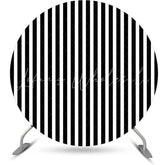 Lofaris Black And White Line Simple Round Birthday Backdrop