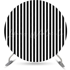 Lofaris Black And White Line Simple Round Birthday Backdrop