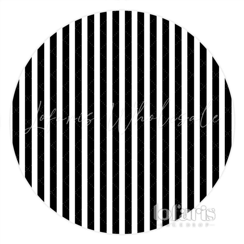 Lofaris Black And White Line Simple Round Birthday Backdrop