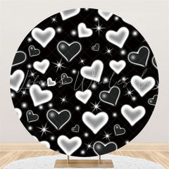 Lofaris Black And White Love Happy Birthday Circle Backdrop