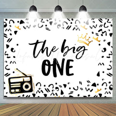 Lofaris Black And White Pattern The Big One Birthday Backdrop