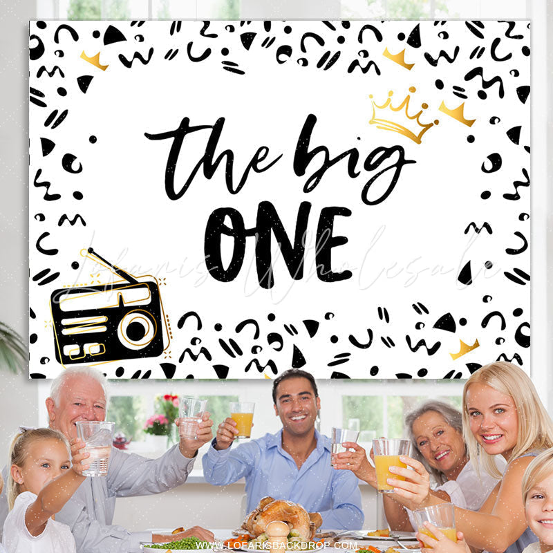Lofaris Black And White Pattern The Big One Birthday Backdrop