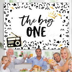 Lofaris Black And White Pattern The Big One Birthday Backdrop