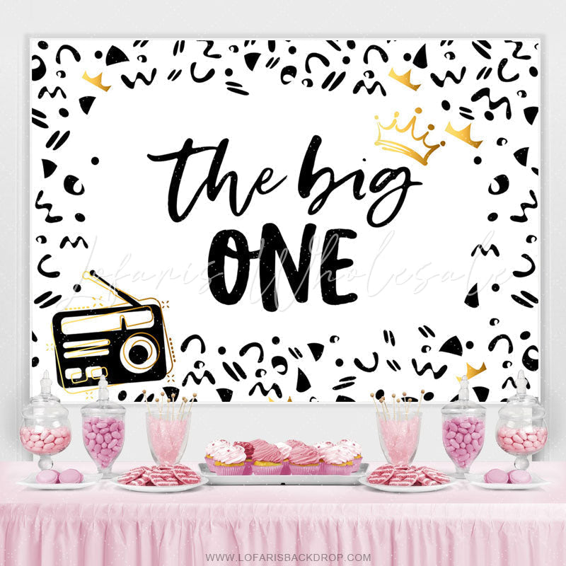 Lofaris Black And White Pattern The Big One Birthday Backdrop