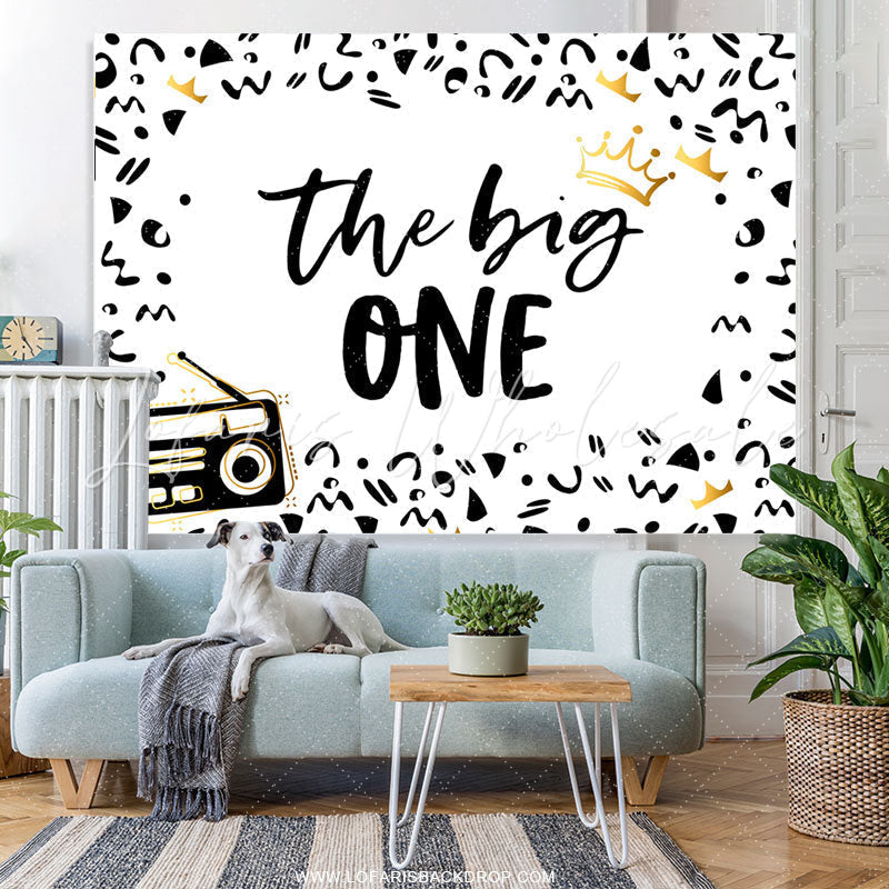 Lofaris Black And White Pattern The Big One Birthday Backdrop