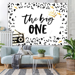 Lofaris Black And White Pattern The Big One Birthday Backdrop