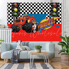 Lofaris Black And White Racing Checker Birthday Backdrop For Boy