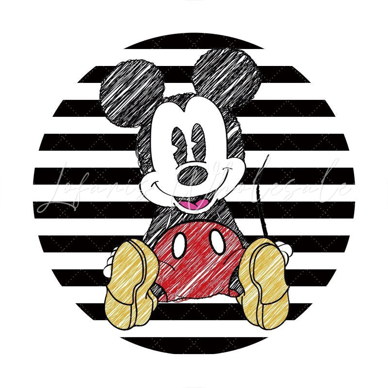 Lofaris Black And White Round Cartoon Mouse Birthday Backdrop