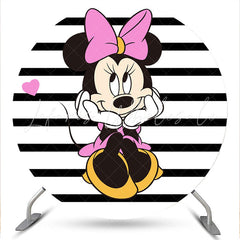 Lofaris Black And White Stripes Round Cartoon Mouse Backdrop