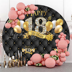 Lofaris Black Balloons Happy 18Th Birthday Circle Backdrop