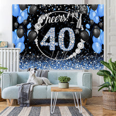 Lofaris Black Blue Glitter Cheers To 40Th Birthday Backdrop