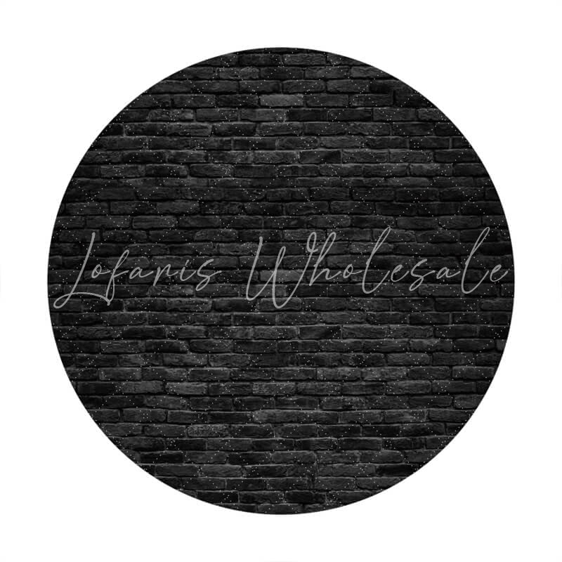 Lofaris Black Brick Simple Custom Circle Backdrop Decoration