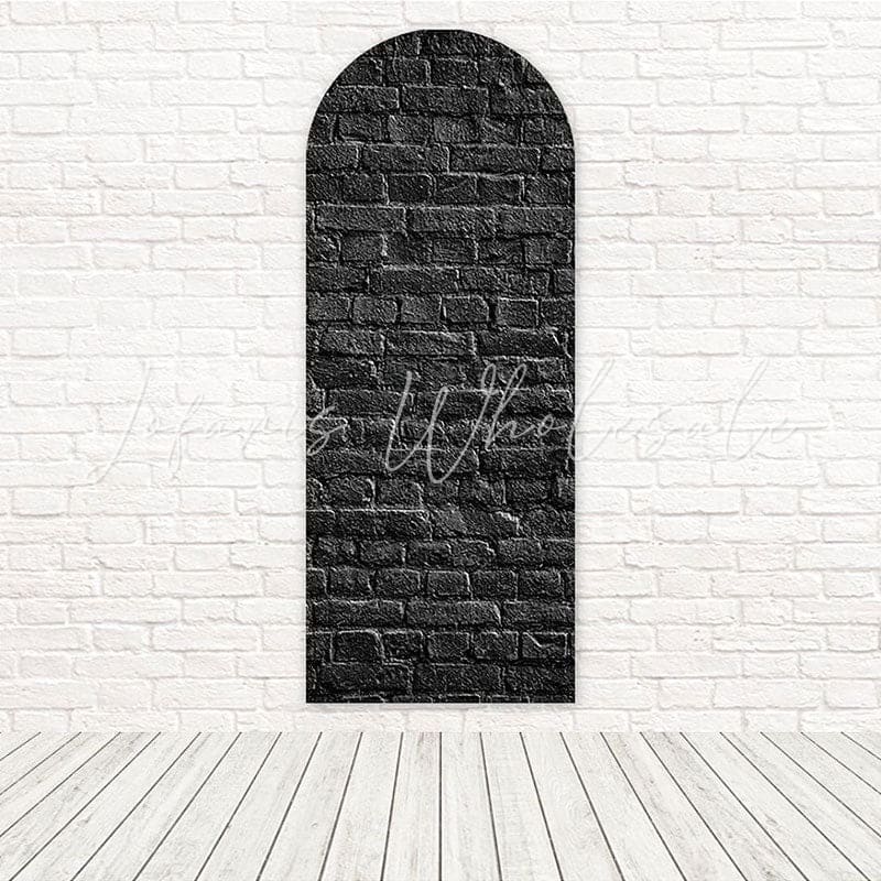 Black Bricks Wall Texture Industrial Theme Party Decor Arch Backdrop