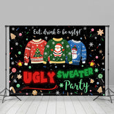 Lofaris Black Candy Ugly Sweater Christmas Party Backdrop