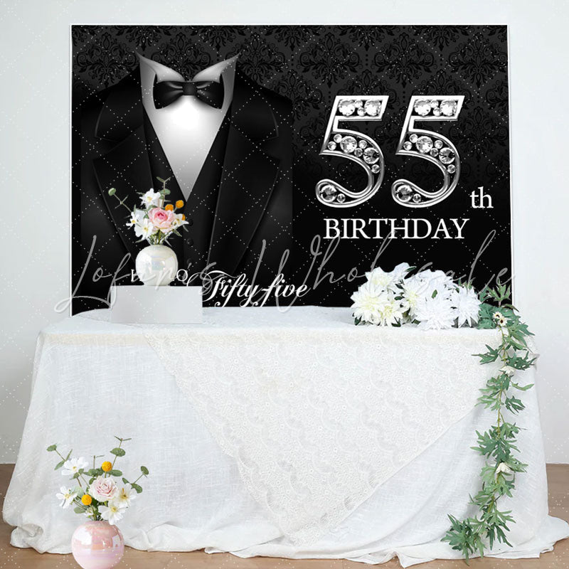 Lofaris Black Elegant Happy 55th Birthday Backdrop For Men