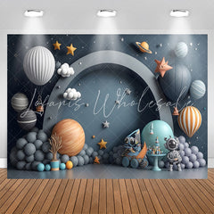 Lofaris Black Galactics Hot Air Balloon Birthday Backdrop