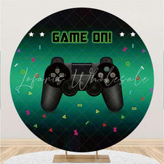 Lofaris Black Game Handle Round Happy Birthday Backdrop For Boy