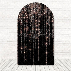 Black Gold Glitter Luxe Spark Arch Backdrop For Fancy Party Set