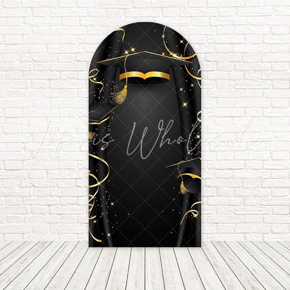 Black Gold Graduation Glow Arch Backdrop For Elegant Celebration