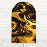Black Gold Marble Luxe Glow Arch Backdrop For Classy Party Set