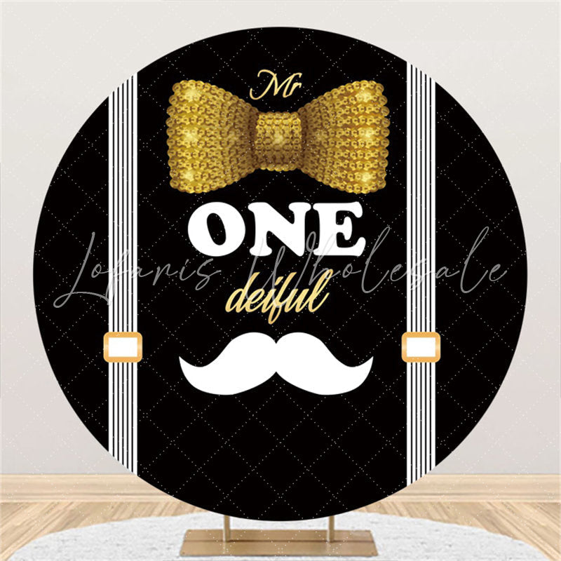 Lofaris Black Gold Mr Onderful Beard Circle Birthday Backdrop