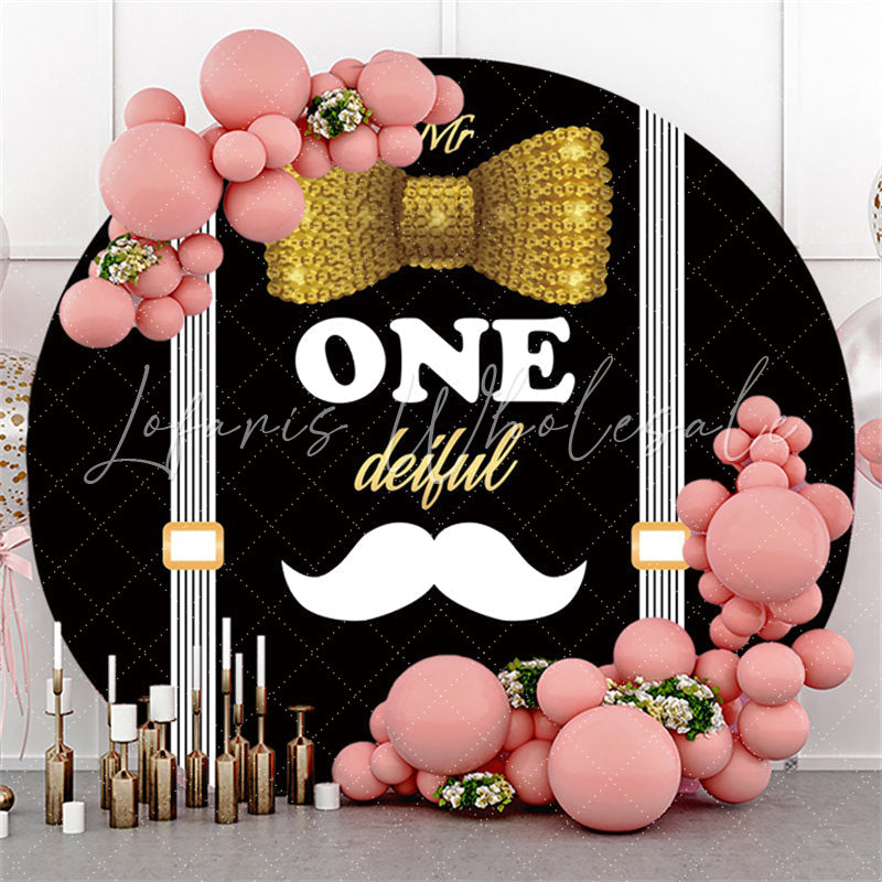 Lofaris Black Gold Mr Onderful Beard Circle Birthday Backdrop