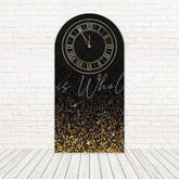 Black Gold New Year Clock Arch Backdrop For Luxe Holiday Party