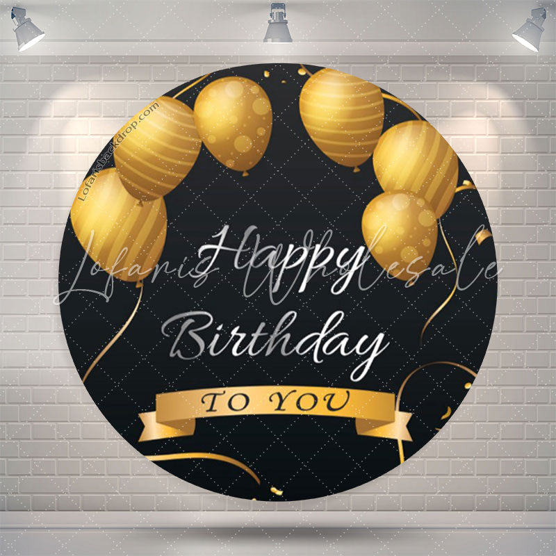 Lofaris Black Gold Round Balloon Backdrop For Birthday Party