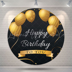 Lofaris Black Gold Round Balloon Backdrop For Birthday Party