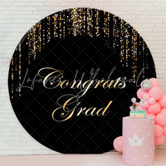 Lofaris Black Gold String Congrats Grad Round Backdrop Decoration