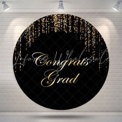 Lofaris Black Gold String Congrats Grad Round Backdrop Decoration